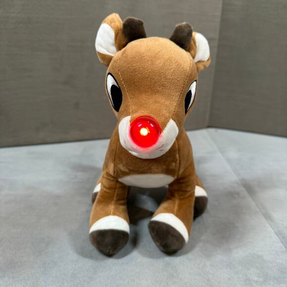 Rudloph Red Nosed Reindeer Plush Stuffed Animal Musical Light Up Nose Christmas - Picture 5 of 10